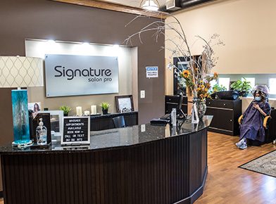 Signature Salon Pro front desk.