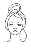 Line Drawing of woman with towel on head