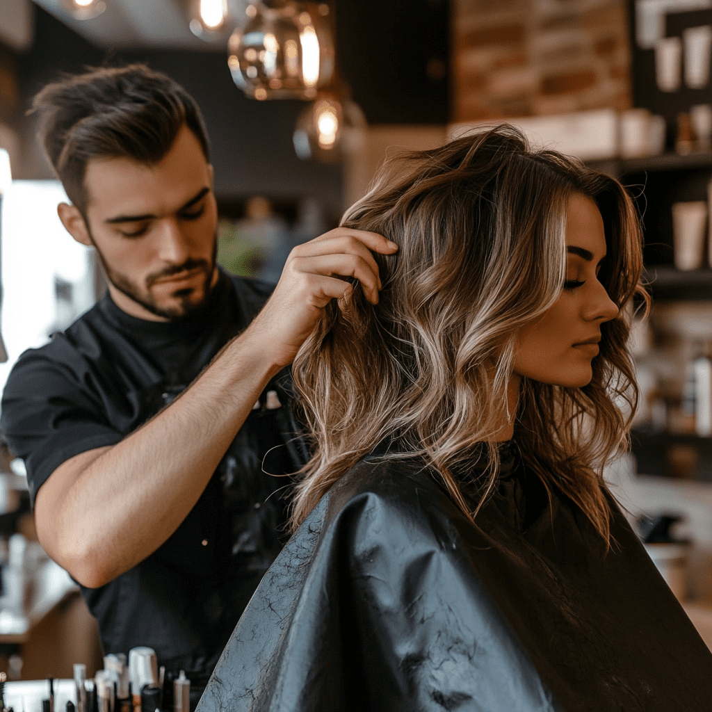 male stylist doing hair