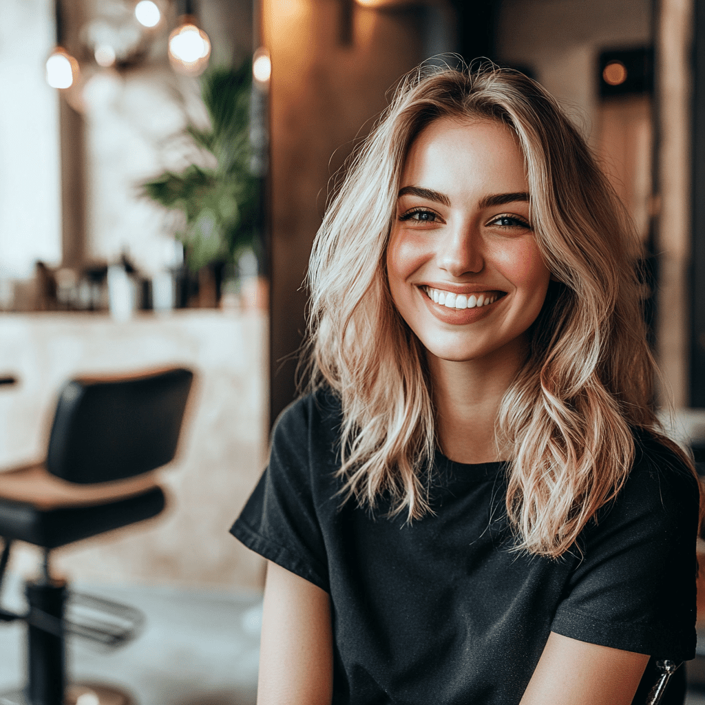 blonde girl smiling